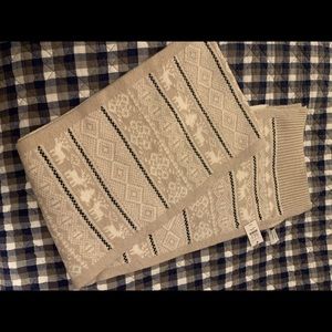 Talbots Cotton Christmas Scarf with Reindeer Print